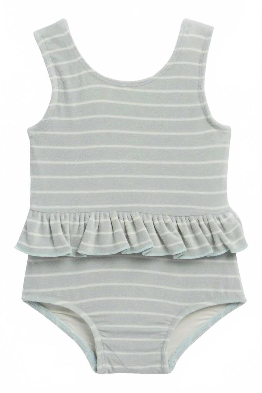 NEW RYLEE + CRU girl's skirted one-piece in seafoam stripe